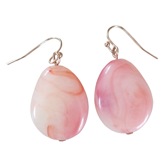 Vintage Coral Swirl Lucite Pierced Earrings - Picture 3 of 5